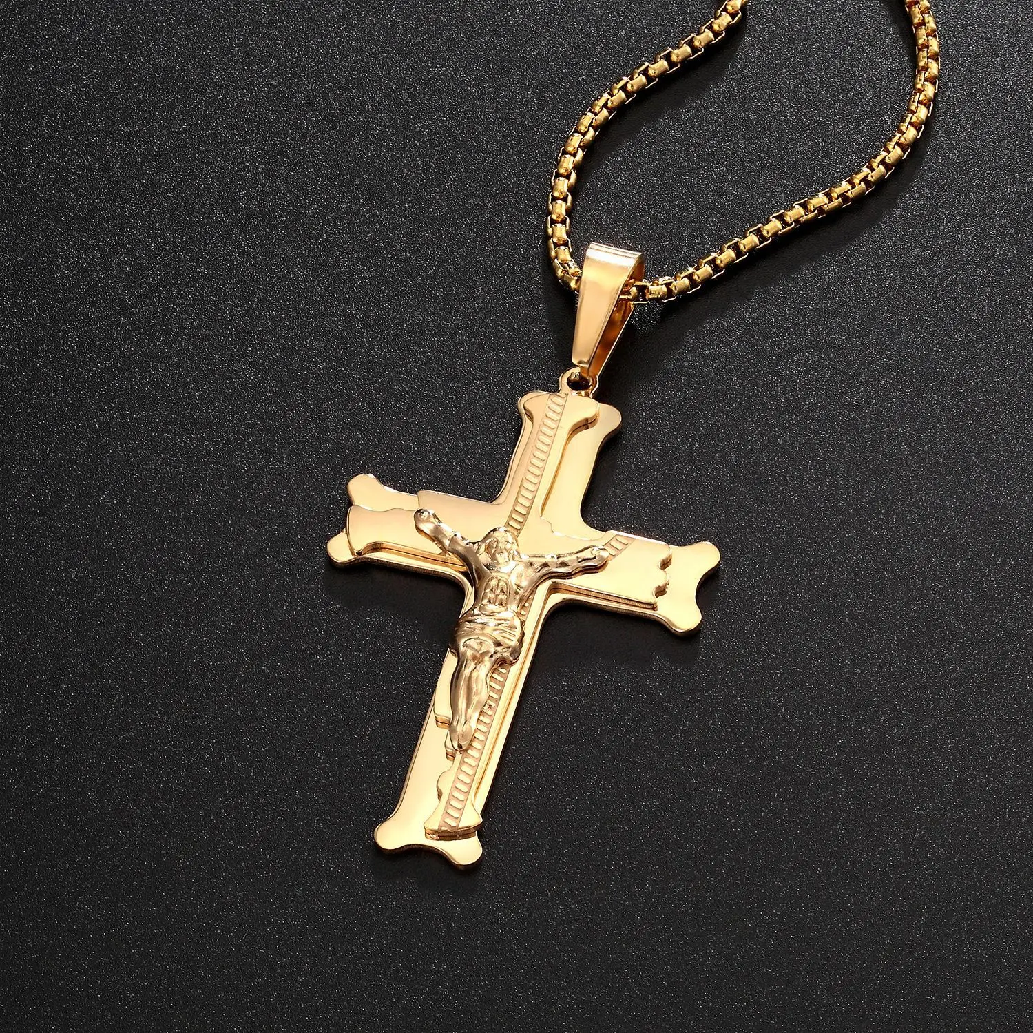Полированная подвеска с крестом Иисуса веревочное ожерелье цепочки из
