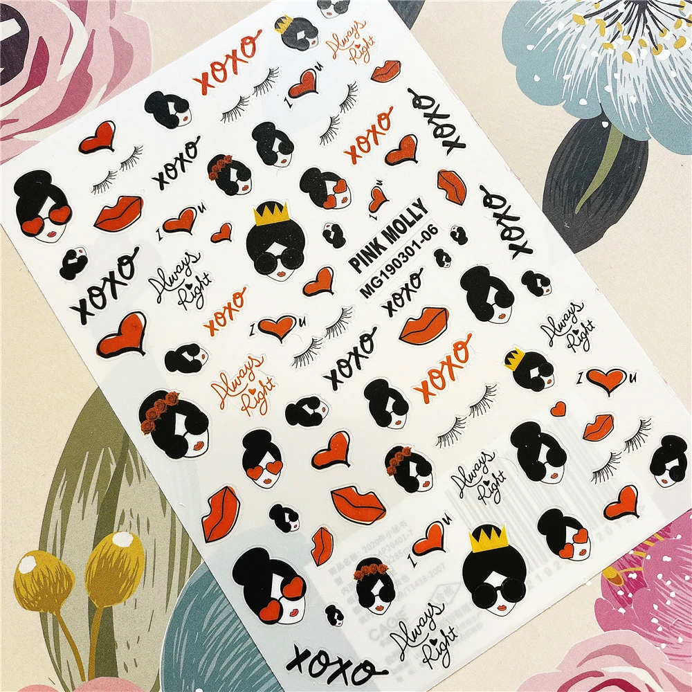 

MG200510-01 Butterfly lady woman Love 3D Back glue Nail decal Nail sticker Nail decoration Nail art Nail ornament