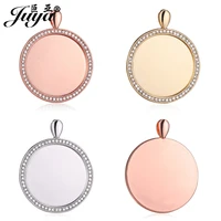 3pcs 30mm cabochon pendant base settings zircon glossy blank tray for necklace findings diy jewelry making sublimation crafts