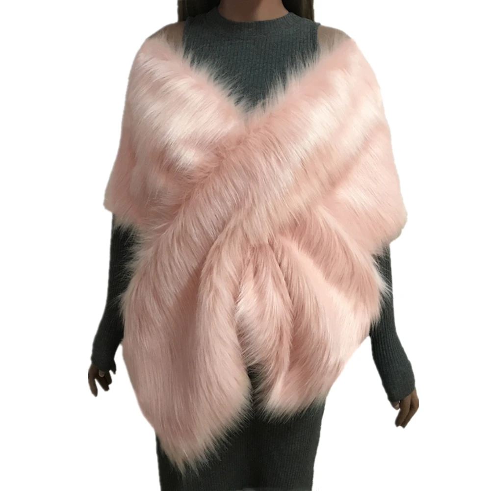 Women's Winter Luxury Faux Fur Coat Shawl Wraps for Wedding Party  Warm Cape