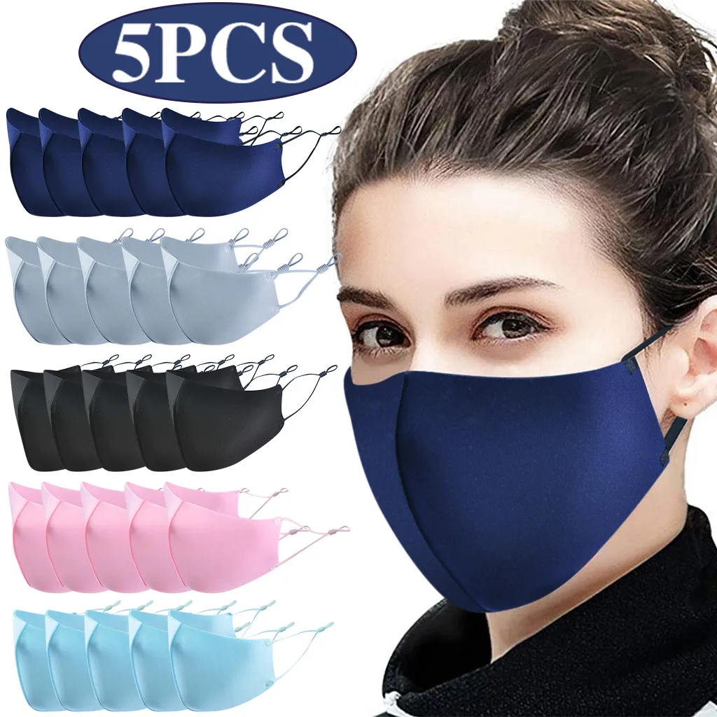 5 шт. уличная хлопковая маска для лица пылезащитный шарф черная ткань моющиеся