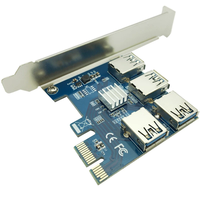 Pci-E 1X до 4 16X Слоты Riser Card Внешний адаптер 1 порт карта мультипликатор для Bitcoin Miner