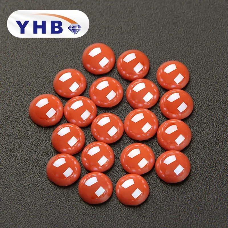 

YHB Colorful Shiny D.Orange Ceramic Half Round Flatback Pearl Beads Hotfix Good Polished For DIY Nail Art Clothing Ingredients