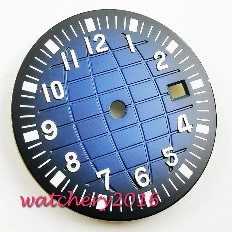 Blue Dial 31,5 мм часы стерильные циферблат подходит 2836 2824 2813 3804 Miyota 82 серии - Цвет: Blue Dial