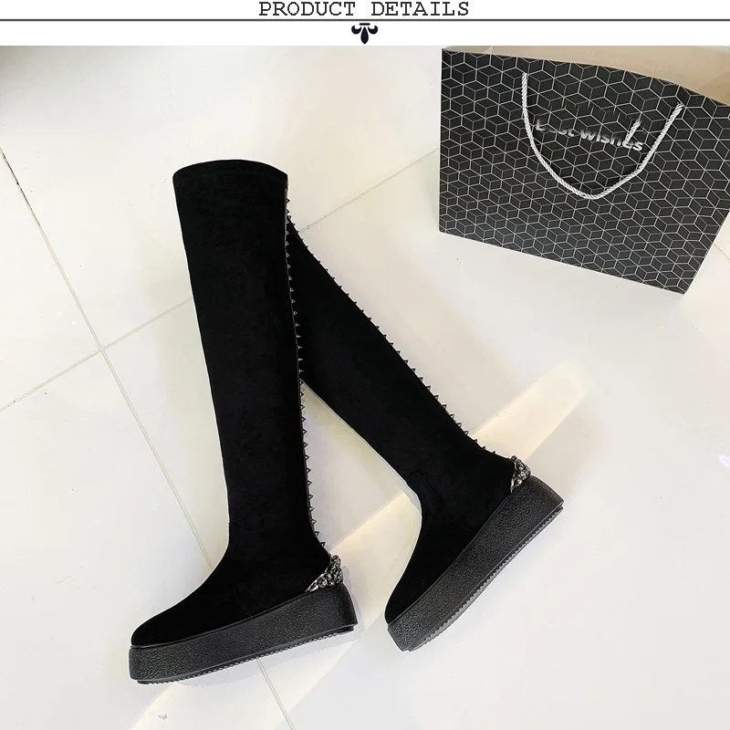 ZVQ winter newest fashion over knee boots outside comfortable high heels platform crystal kid suede women shoes drop shipping