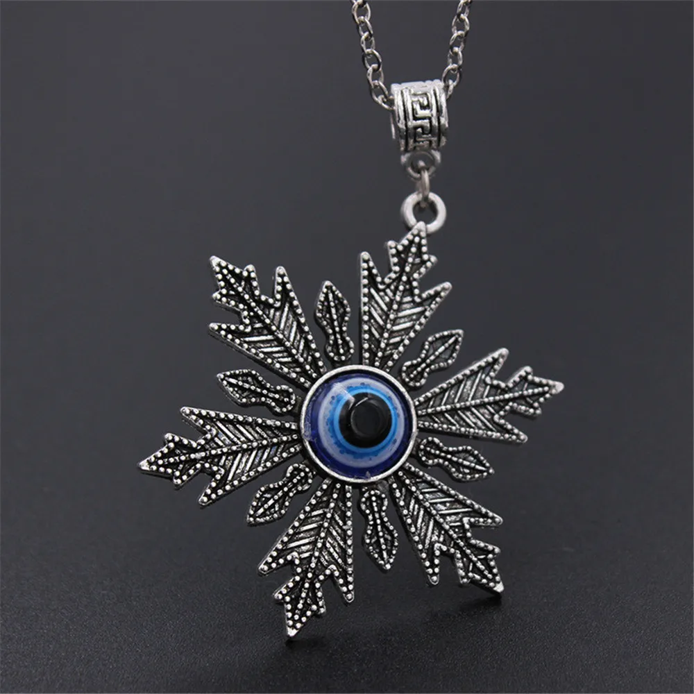 

Turkish Devil's Eye Blue Eyes Necklace Female Palm Key Snowflake Rudder Modeling Necklaces Jewelry Sweater Chain Pendant