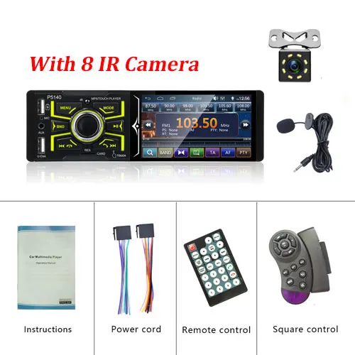 With 8 IR Camera Автомагнитолы Camecho 4,1 дюймов Авторадио с сенсорным экраном Bluetooth Авто Аудио Стерео FM USB SD один Din микрофон универсальный автомобильный стерео - Цвет: With 8 IR Camera