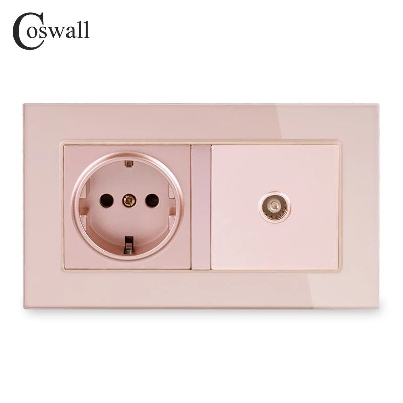 Гнездо питания стандарта ЕС COSWALL 16A Россия Испания заземленное с женским ТВ