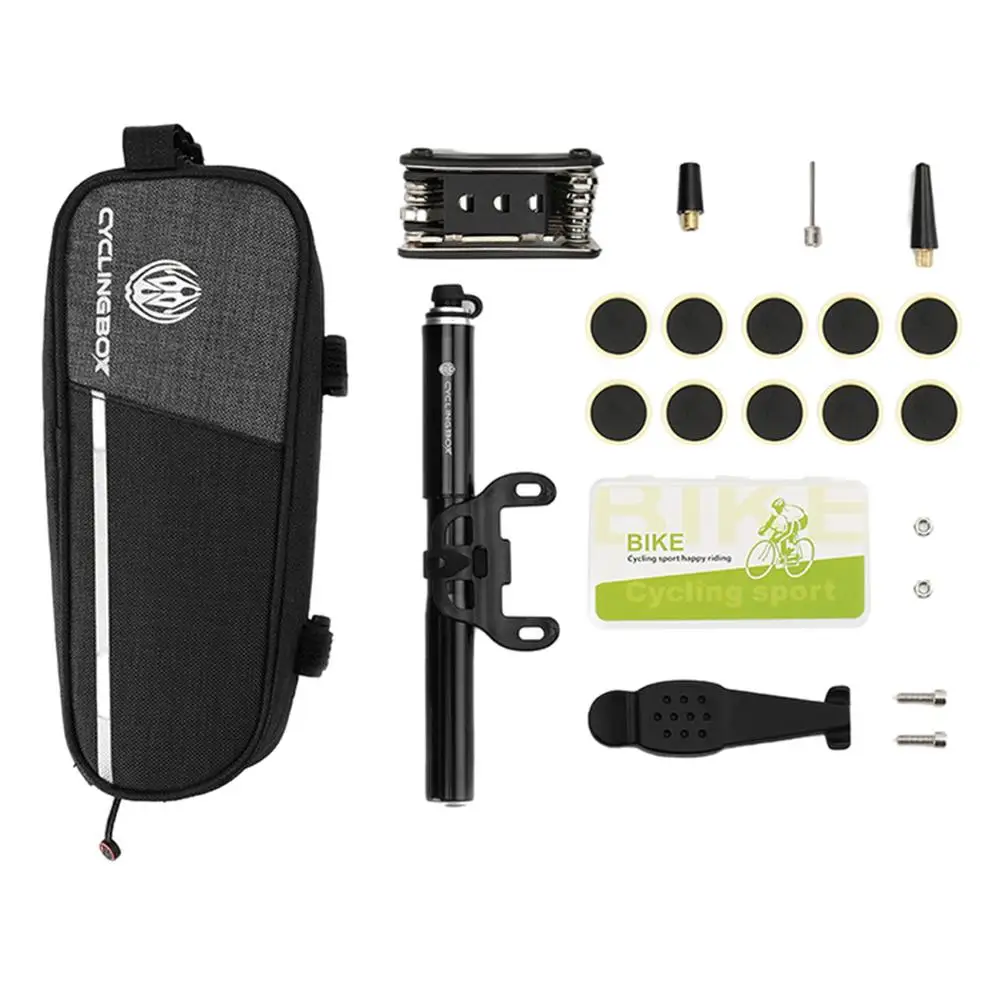 

Набор для ремонта велосипеда, набор для ремонта шин с насосом, набор инструментов для ремонта шин, комбинированный гаечный ключ, комплект ин...