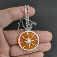 latest fashion fruit lemon pendant round necklace women lovers best friend necklace gift jewelry