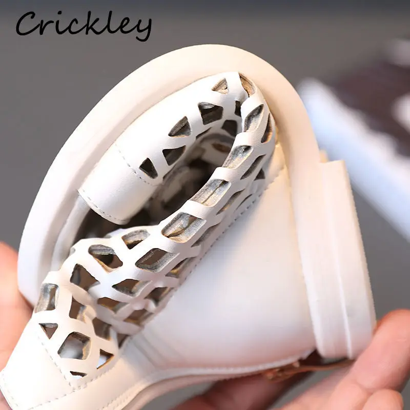 

Summer Girl Boots Pu Leather Hollow Out Casual Sandals For Kids Girls Fashion Roman Shoes High Quality Soft Sole Child's Shoes