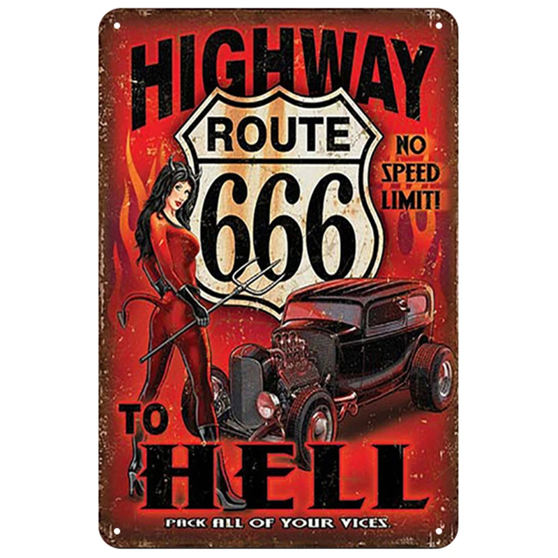 

Route 66 Metal Sign Plaque Vintage Metal Tin Sign Plate Wall Art Decor Bar Garage Home Decoration Pub Iron Painting 20x30cm
