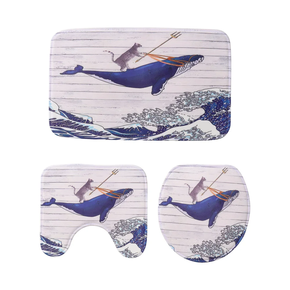 

1 Set Japanese Style Pattern Bathroom Floor Mat Toilet Outline Mat Toilet Cover