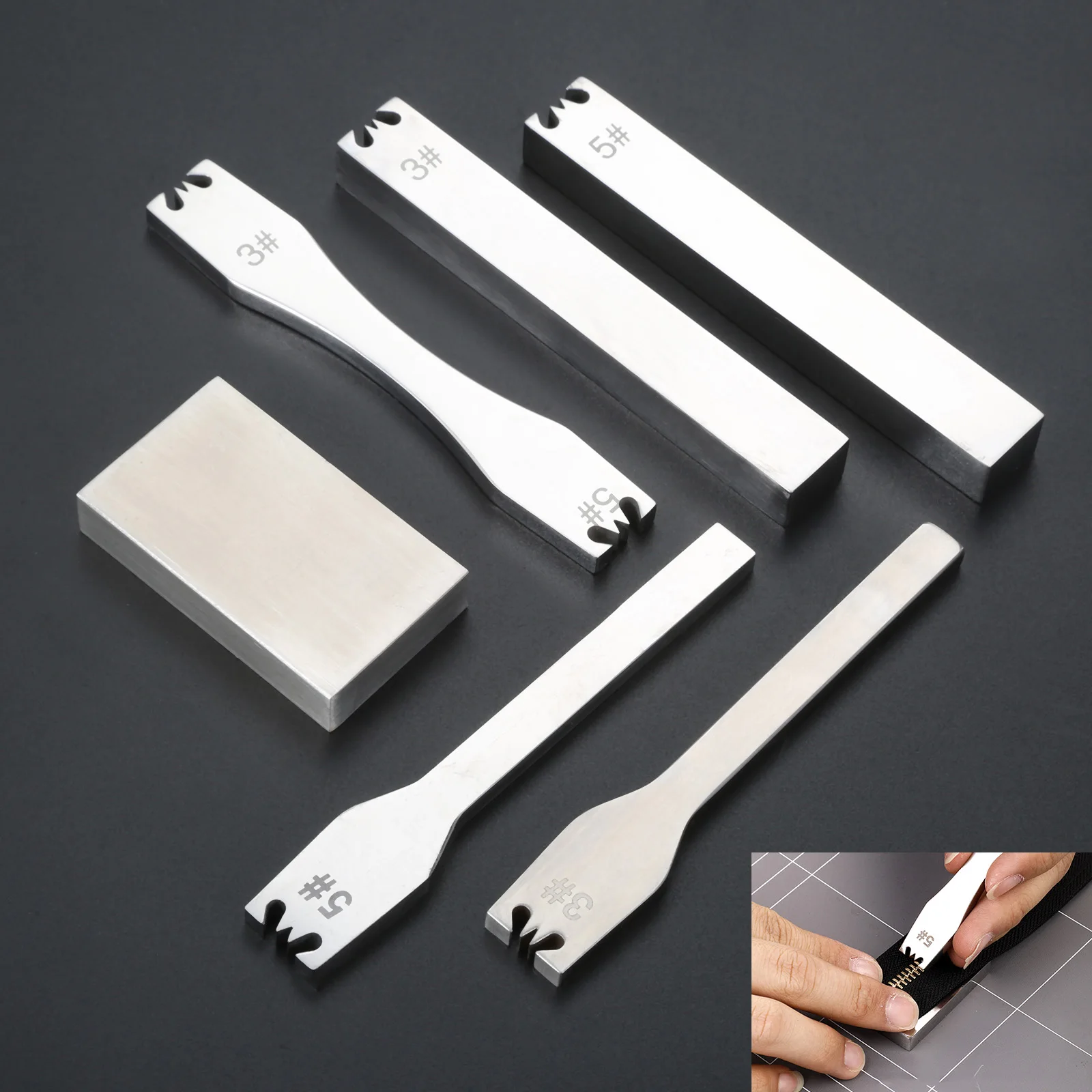

1pc Zipper Teeth Remove Tool 3# 5# Thicken Stainless Steel Code Loading Zip Pliers Hitting Board DIY Clothes Leather Craft Tools