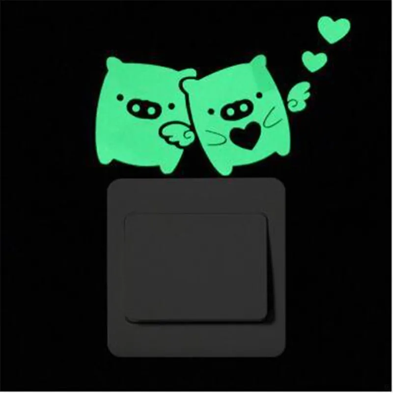 Свадебный домашний декоративный выключатель с наклейкой Мультфильм светящийся