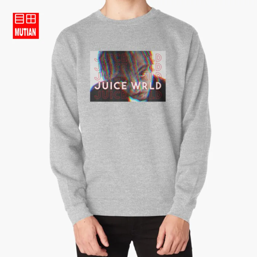 grey-sweatshirt Цветные толстовки с капюшоном J Wrld juice wrld juicewrld trap rap rainbow glitch glitched juice world - Цвет: grey-sweatshirt
