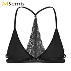 Бюстгальтер мужской, сетчатый, прозрачный, с треугольными чашками