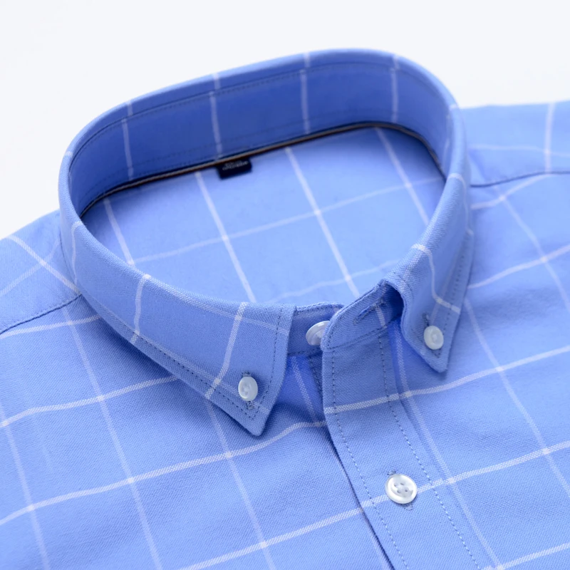 Рубашка мужская классическая в клетку 100% хлопок полосатая блуза из ткани Оксфорд