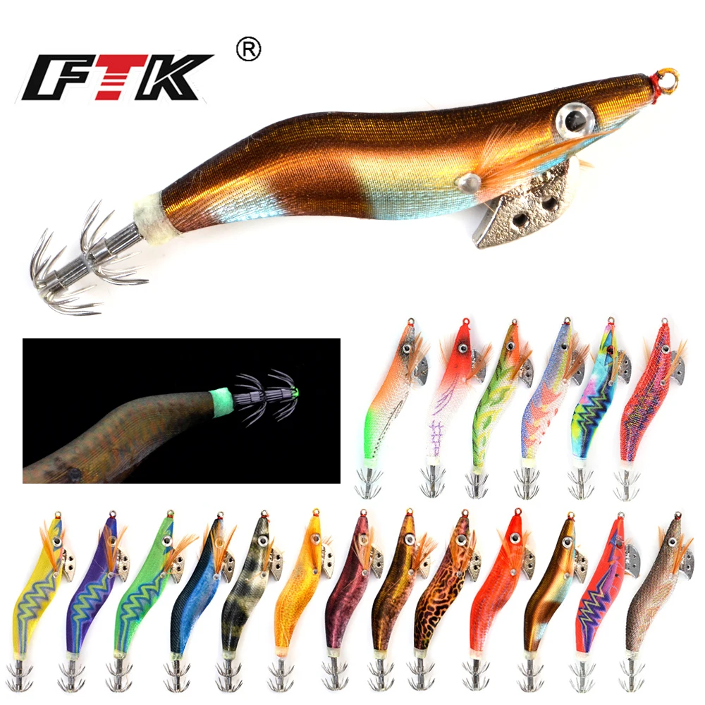 

FTK Fishing Lure Hard Bait Fake Shrimp Wood Bait Fishing Wobbler Squid Jig 1pc/lot Artificial Lure jigging Lure Octopus Bait 624