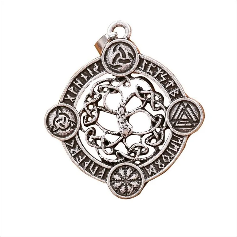 

Stainless steel tree of life pendant necklace Viking Odin triangle rune Lunawen titanium steel pendant necklace jewelry