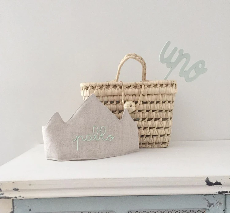 Handmade Rattan Basket Cute Kids Storage Picnic Handbag Baby Room Nursery Decor Wicker Organizer Bag Neatening Home Decorations
