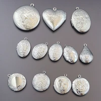 wholesale 20pclot diy oval round heart waterdrop photo locket charm pendants jewelry making family memories women festival gift