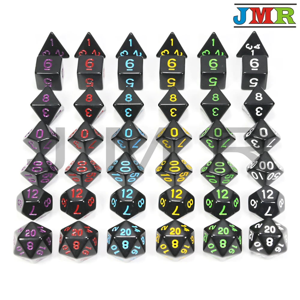 Высокое качество Черный с желтыми чернилами цвет 7 шт./лот непрозрачные кости