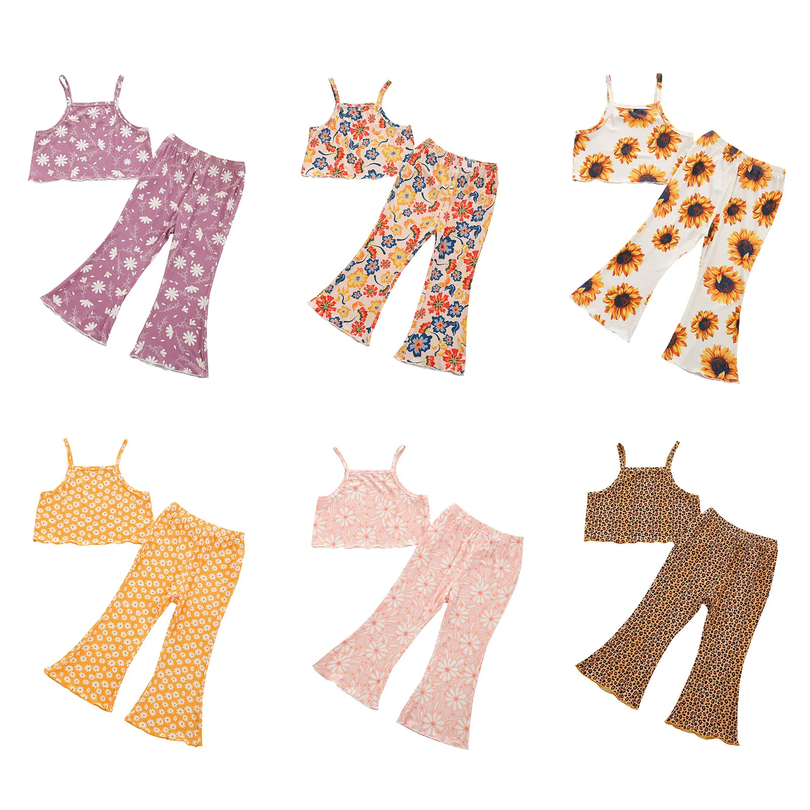 Комплект летней детской одежды из 2 предметов короткий топ без рукавов на