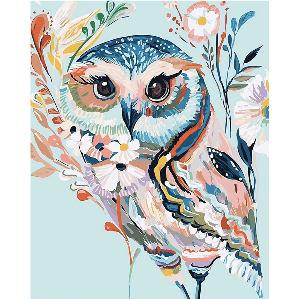 

Painting By Numbers Oil Painting DIY Dropshipping 40x50 60x75cm Colorful cute Owl Animal Wedding Decoration Art picture Gift