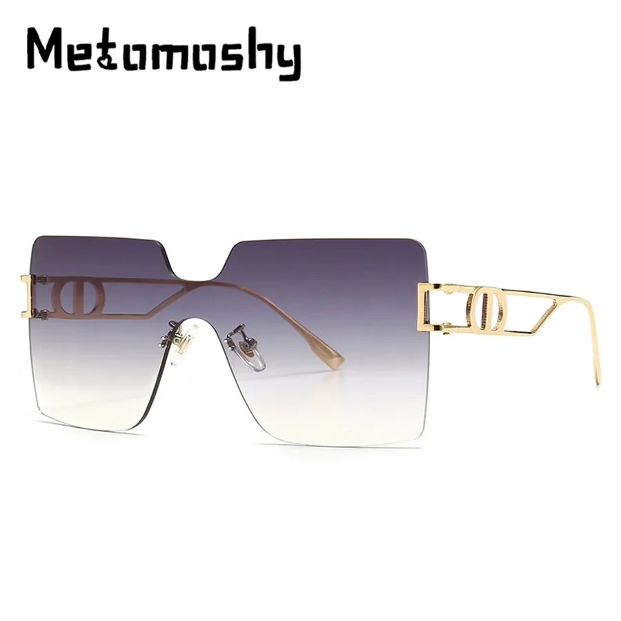 2020 без оправы цельный солнцезащитные очки с квадратными линзами модная женская