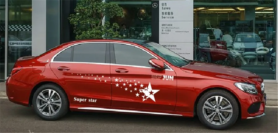 

2Pcs Sport Styling Super Star Vinyl Sticker Decorative Decal for Auto Waistline Door Body Accessory