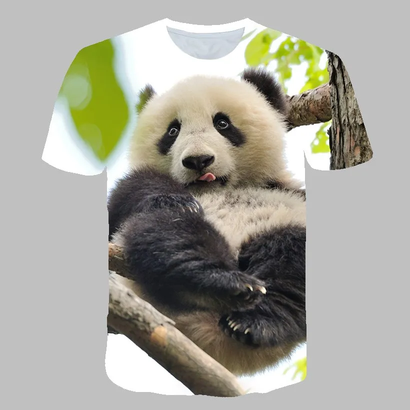 

Animal Panda Print T-Shirts 4-14 Years Kids 2021 Summer New Fashion Cute Casual Home Boys Girls Pullover Tops Children T-Shirts