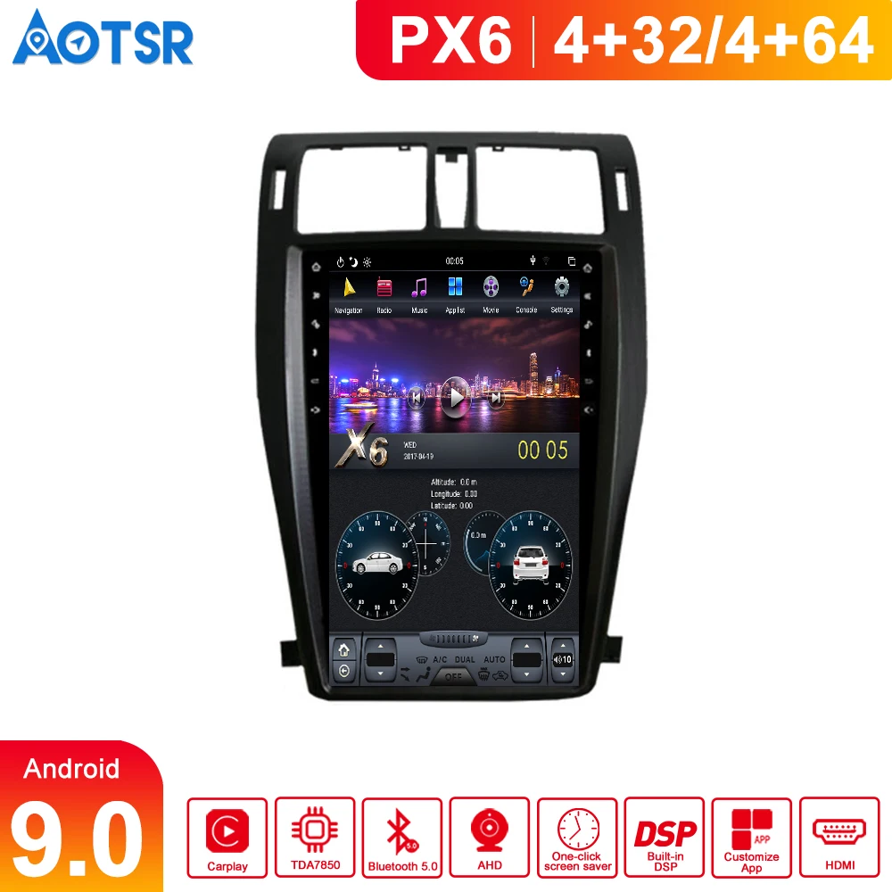 Автомобильный мультимедийный плеер Android 9 0 PX6 4G ПЗУ Тесла GPS навигация для TOYOTA CROWN 13