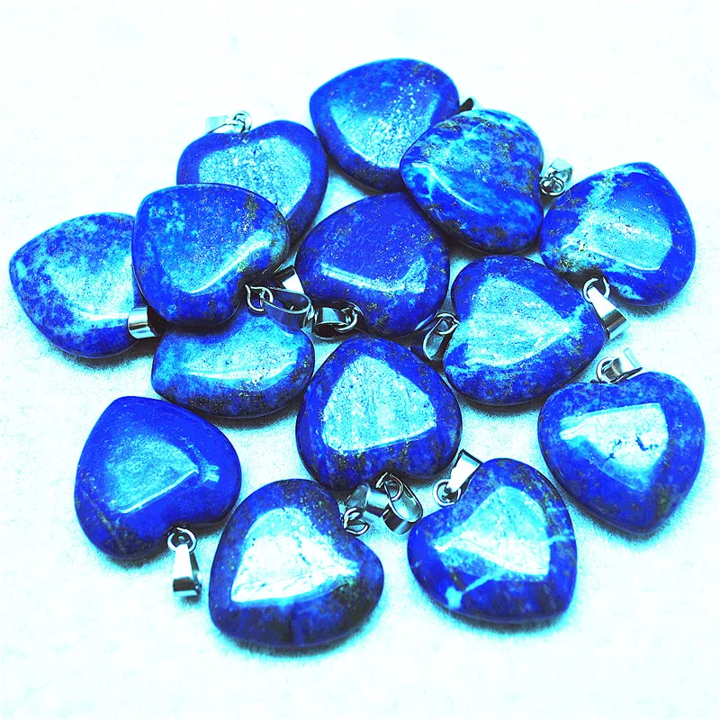 

8PCS Nature Lapis Lazuli Pendants Heart Shape Size 20MM 25MM For Women Bracelets Making Accessories Wholesale Free Shippings