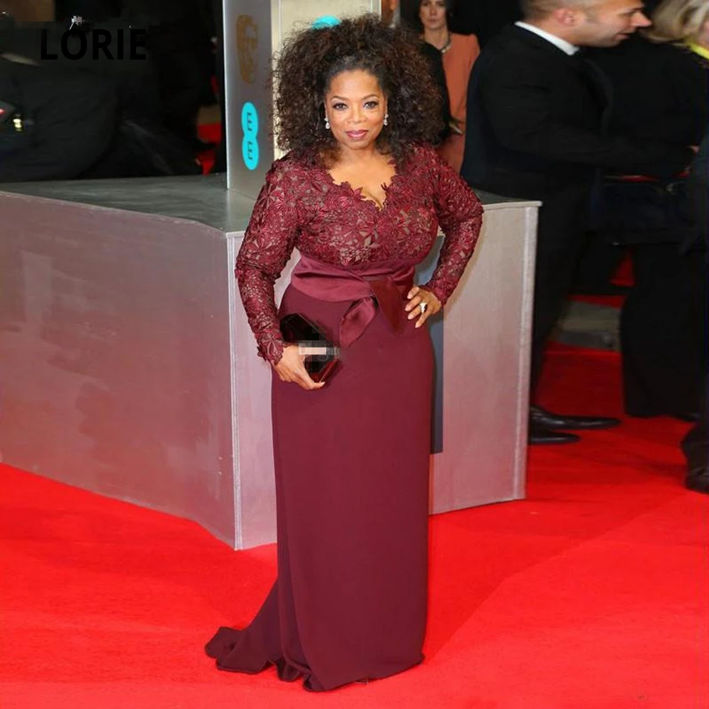 Vestido de noite celebridade borgonha, elegante, longo para mulheres, plus size 2020, renda de manga comprida, vestidos formais de festa de mãe (0)