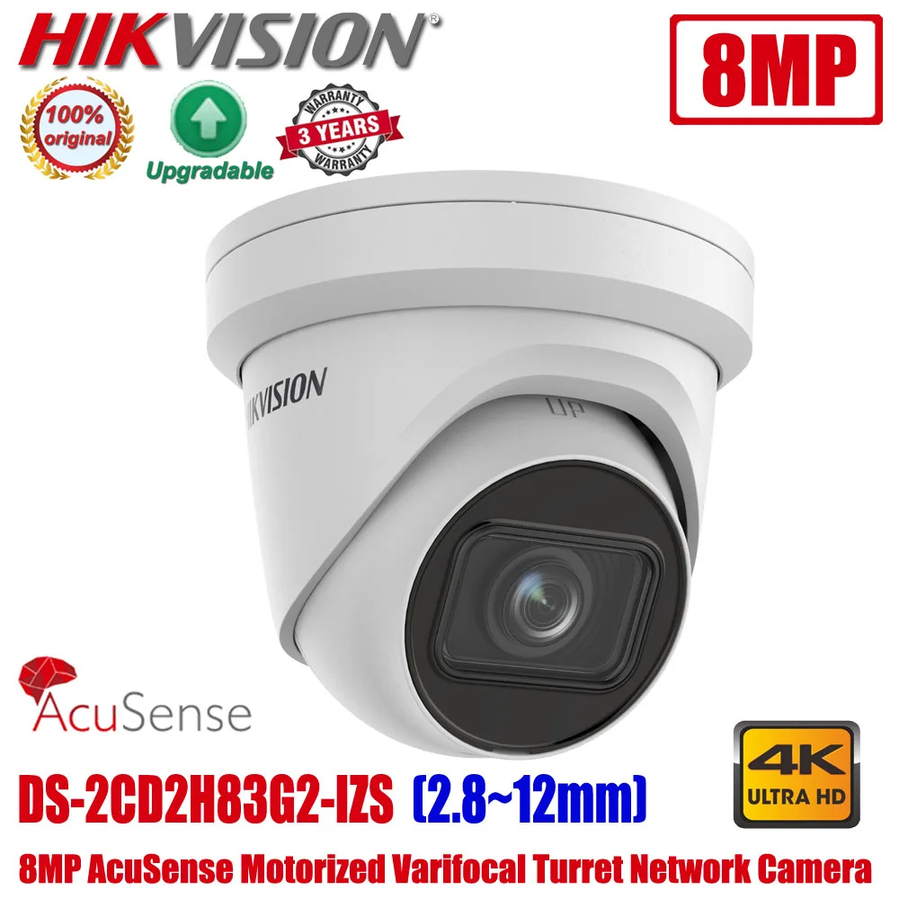 

Original Hikvision DS-2CD2H83G2-IZS 8MP 4K POE IR IP67 IK10 H.265+ AcuSense Motorized Varifocal Turret Network CCTV IP Camera