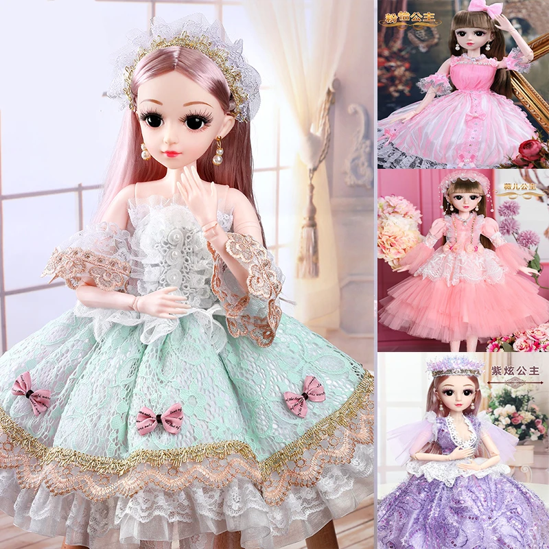 

60 см принцесса BJD кукла девушка 18 подвижных шарнирных DIY Bjd куклы игрушки Красота платье 3D Глаза Макияж кукла для женщин DIY игрушка подарок дл...