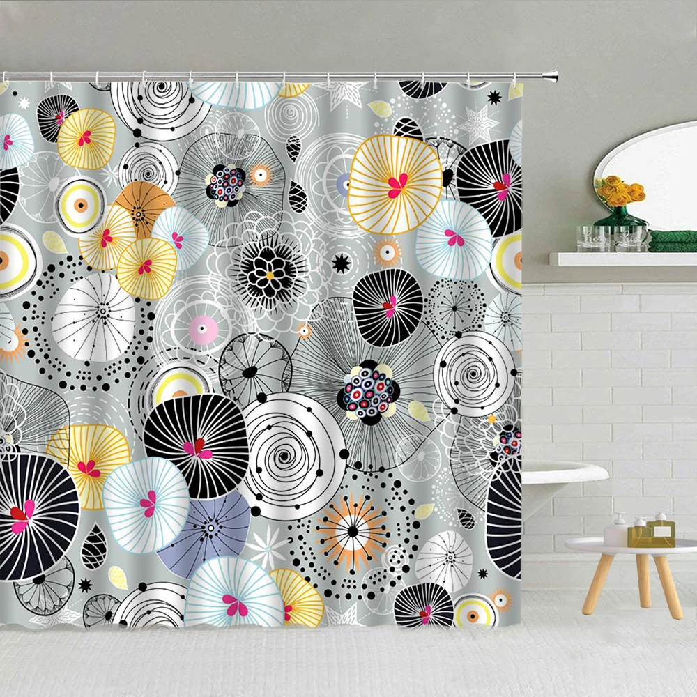 

Modern Personality Creative Geometry Shower Curtain Set Bathroom Decor Supplies Fabric Machine Washable With Hooks Cloth Curtain