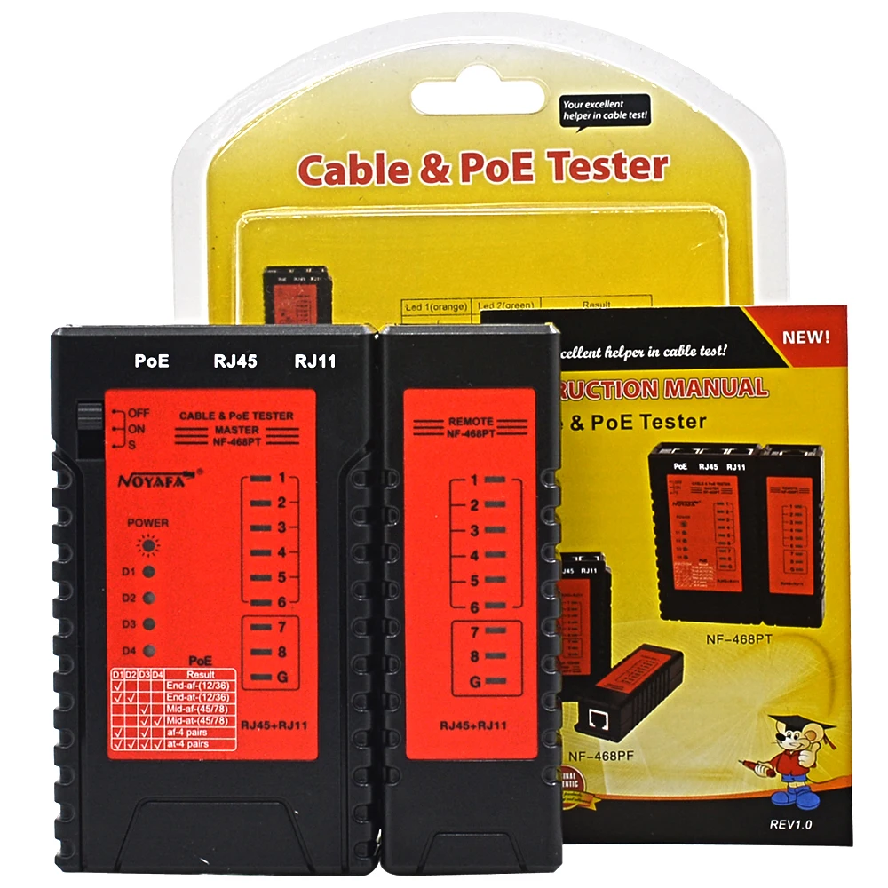 NOYAFA NF 468PT POE Кабельный тестер RJ45 RJ11 телефонный провод LAN Сетевой кабельный трекер