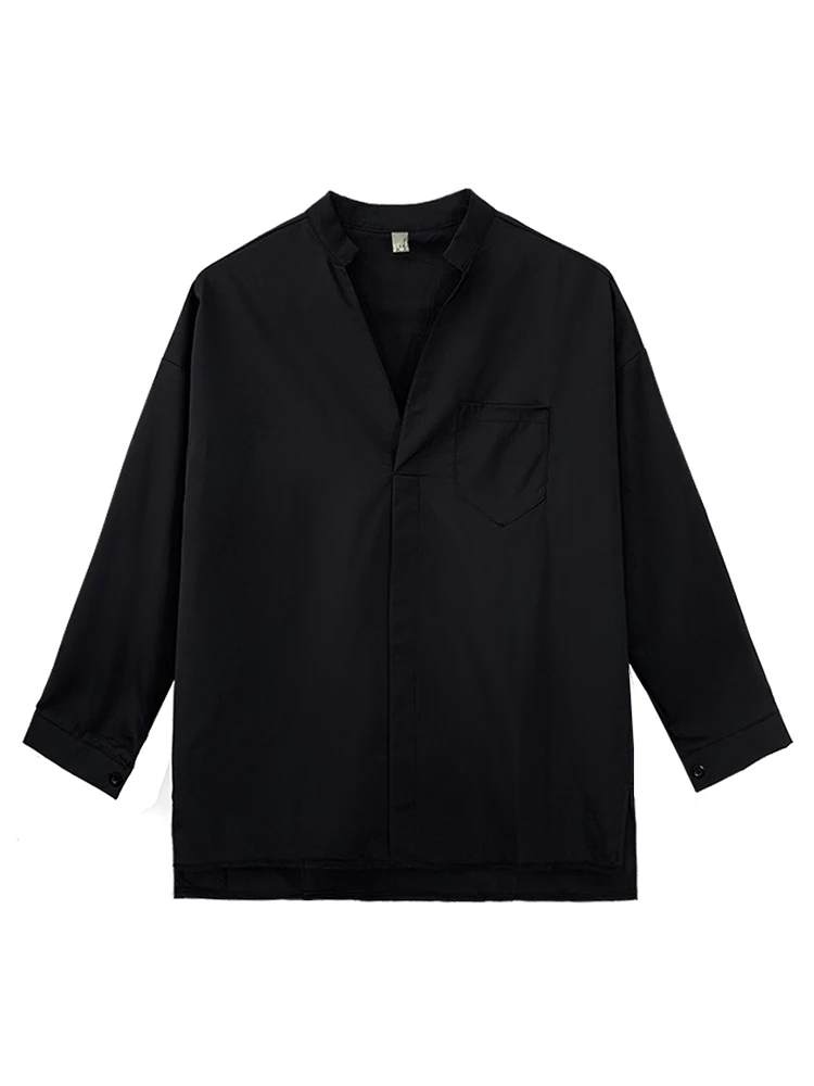 

Early Autumn Women's Top Light Ripe V-neck Shirt Long Sleeve Black Thin French Design Feeling Minority Temperament Shirt Spring