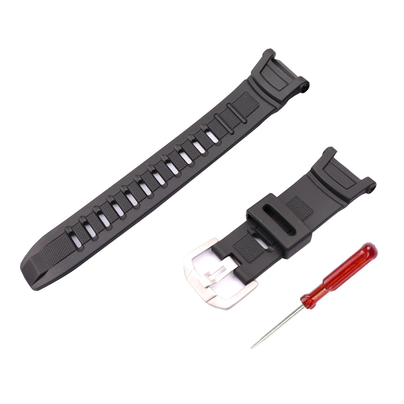 Resin strap men's pin buckle watch accessories for Casio PRG-130Y / PRW-1500YJ outdoor sports climbing strap ladies watch band