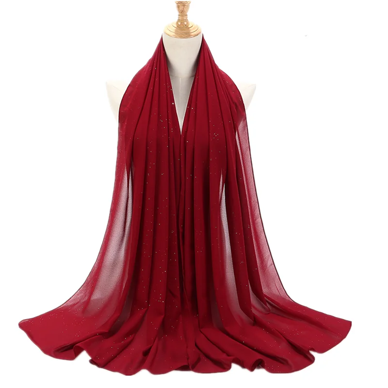 Шифоновые шарфы с блестками из пузырьков 2020 шали хиджаб Женская длинная повязка