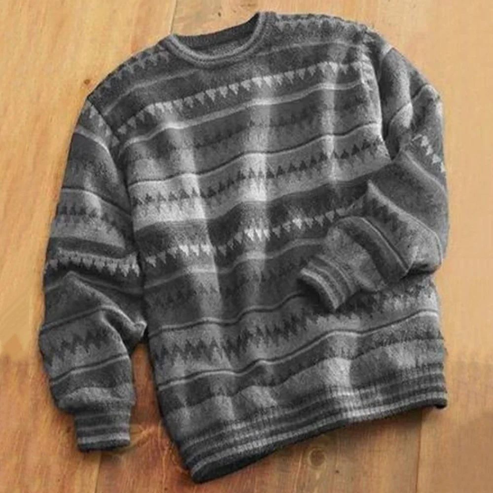 

New Sweater Men Stripe Pullover Printed Knitted Tops Long Sleeve 2020 Autumn K524 Winter Casual Style Retro Warm Jumpers For