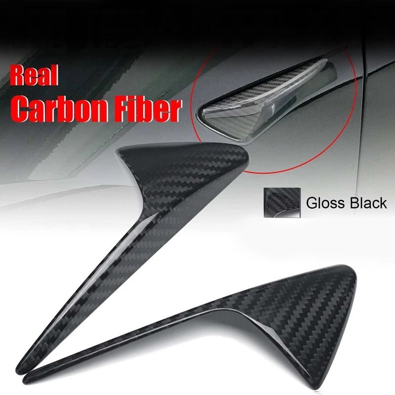 

For Tesla Model X Model S Model 3 2013-2019 Carbon Fiber Side Camera Fender Marker Cover Side Grille