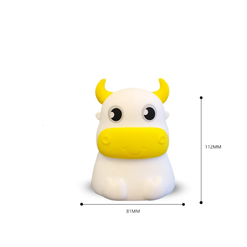 

LED Cute Cow USB Nightlight Cute Cartoon Silicone Seven Color Nightlight Children's Bedroom Decoration Gift Remote Control