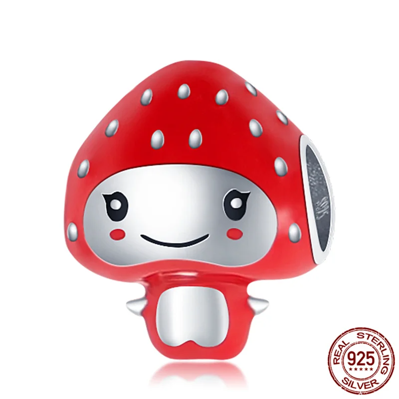 2021 Новая мягкая игрушка клубничный Гриб Девушка Шарм 100% 925 пробы серебро подходит