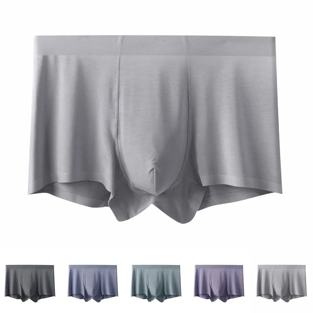 

Men's Sexy Breathable Modal Boxer Briefs Seamless Shorts Underwear Underpants Quick-drying Breathable Solid Color Ice Silk