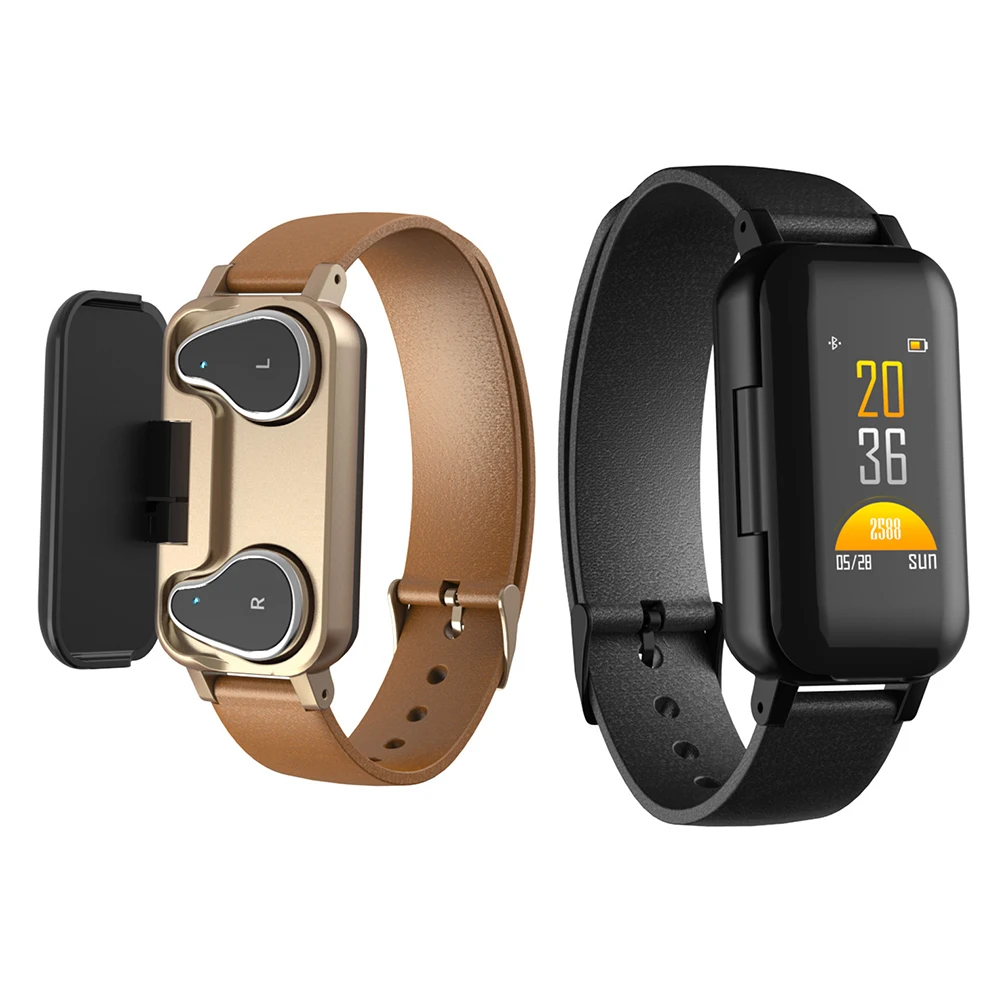 Torntisc T89 двойной Bluetooth 5 0 наушники умный Браслет пульсометр трекер кровяного