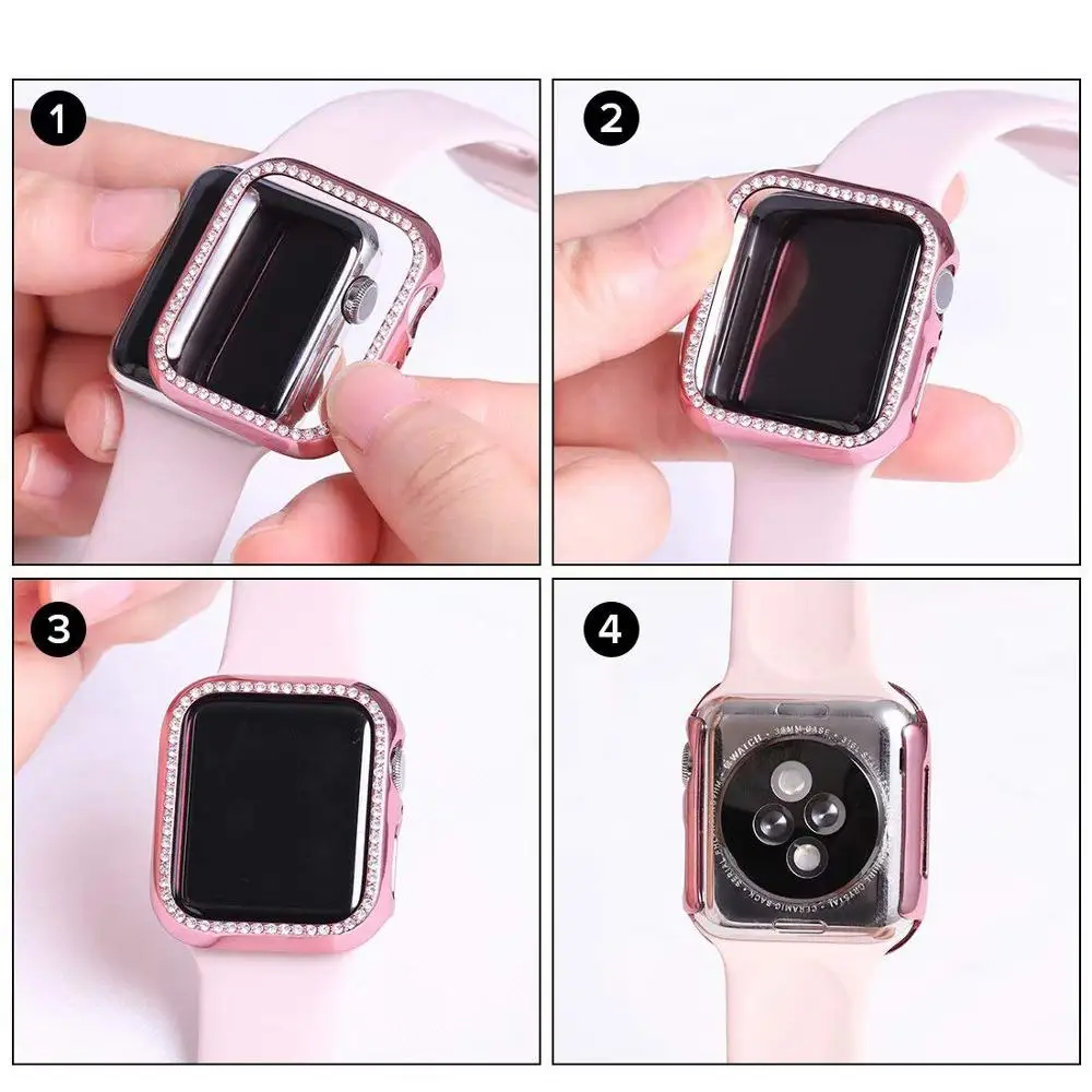Алмазный чехол для Apple Watch Series 5 4 3 2 1 38 мм 42 s Iwatch 40 44 аксессуары часов Романтический