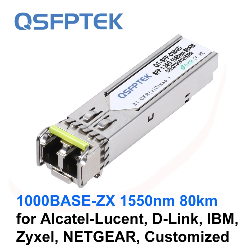 1000BASE-ZX SFP 1550 нм 80 км DDM LC гигабитный модуль трансивера для Alcatel-Lucent D-Link Zyxel IBM NETGEAR по
